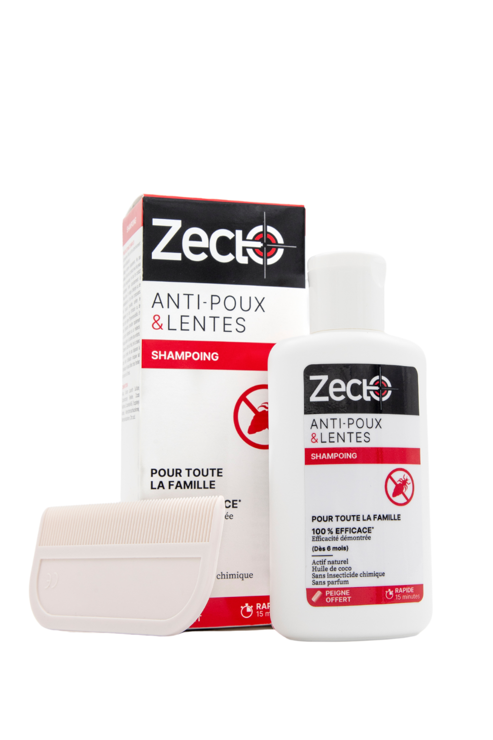 100% des poux sont morts en 15 mn avec Shampoing anti-poux & lentes ZECTO®